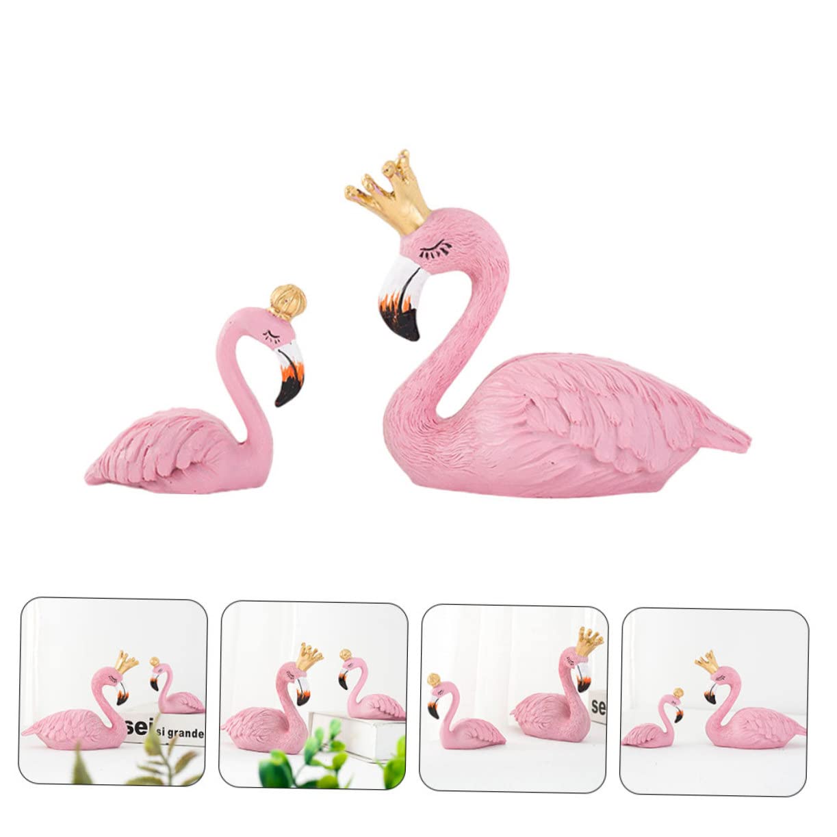 Toddmomy Ornamento di Fenicottero Corona Rosa in Resina 2pezzi