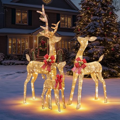 Weihnachtsdeko Aussen Deko Weihnachten Garten: 3er Rentier Familie...