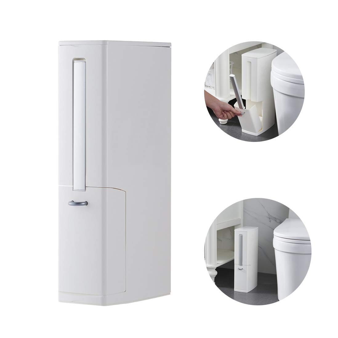 Buy Baffect 2 in 1 Narrow Bathroom T Can, Plastic Waste Bins Toilet T Bin with Lid, Comes with