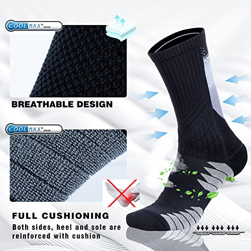 Hylaea Elite Basketball Athletic Socks, Cushioned Performance Running Sport Crew Sock, Moisture Wicking Seamless No Blisterblack Medium #TOP1