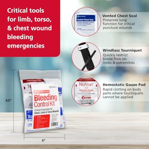 Image of First Aid Only 91137 Critical Essentials Bleeding Control Kit for Chest, Limb & Torso Wounds, 10 Pieces
