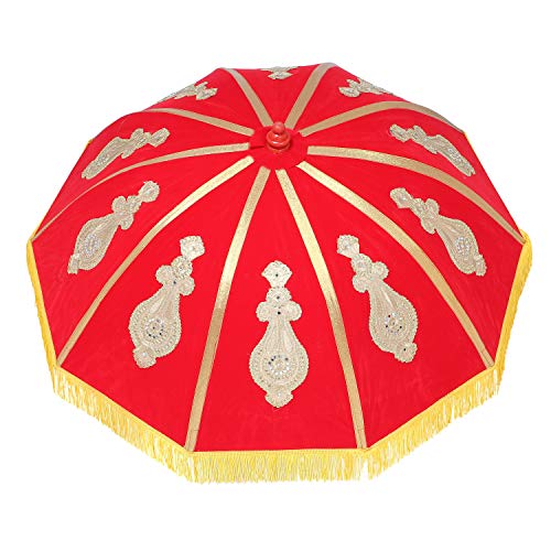 Image of Akshar Outdoor Rajwadi Garden Umbrella & decorations umbrella red Color Use For Palkhi Bend Baja Rathyatra