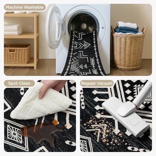 Tapete Joydeco Marroquí 5x7 Negro y Blanco miniatura 5