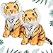 Skylety 2 Pièces Tigre Réaliste Animal en Peluche Jouet en Peluche de Bébé Tigre Jaune Jouets en Peluche Tigre Sauvage Réaliste Jouets pour Chats Mignons en Peluche d'Âge Préscolaire