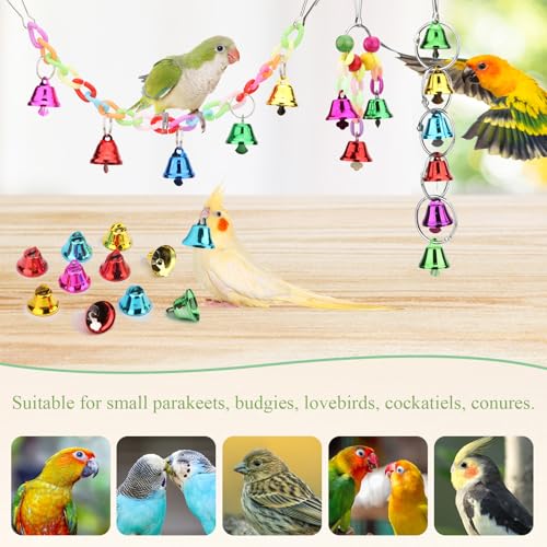 Image of Hypeety Parrot Chew Toys Swing Colorful Bells Chandelier Bird Hanging Toy Parrot Cage Craft Toys Cages African Grey Conure Cockatiel 4PCS Set