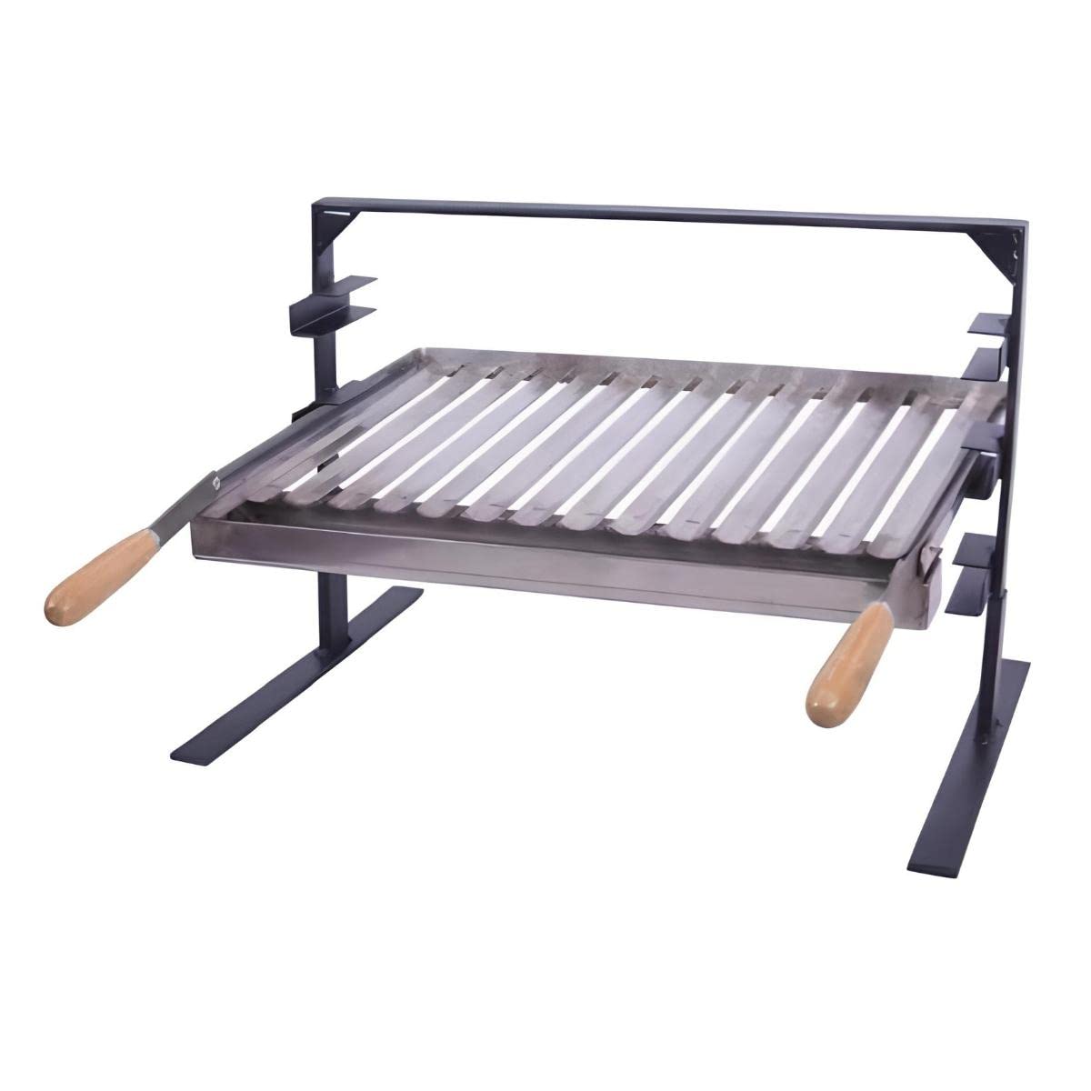 Support barbecue inox 50 cm avec grille de cuisson et récupérateur de graisse PEGANE