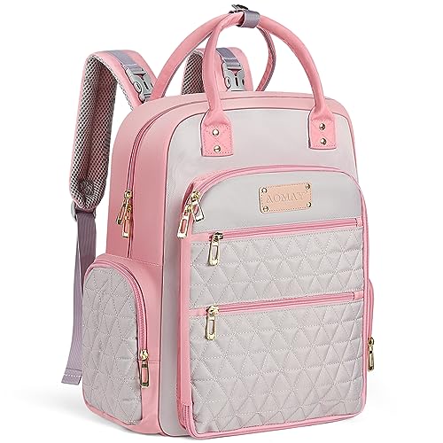 Image of AOMAY Diaper Bag Backpack - Mommy bag for hospital, Travel backpacks, Large Capacity, Multifunctional - Baby Essentials(Pink)