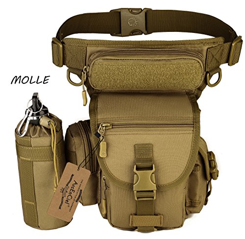 Arcenciel Leg Bag Tactical Military Drop Waist Thigh Hip Fanny Pack Tool Gear Pouch For Paintball Airsoft Motorcycle Riding (Coyote Brown) #TOP7