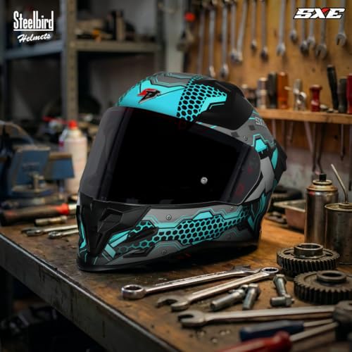 Image of Steelbird SBH-61 SXE X3 Pinlock ISI and Dot Certified Full Face Graphic Helmet for Men and Women with Inner Silver Sunshield