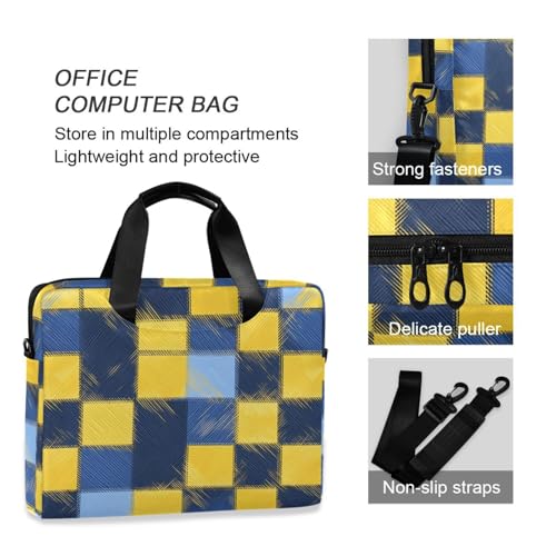 Funda para portátil 15.6 pulg con asa y correa amarilla y azul miniatura 6