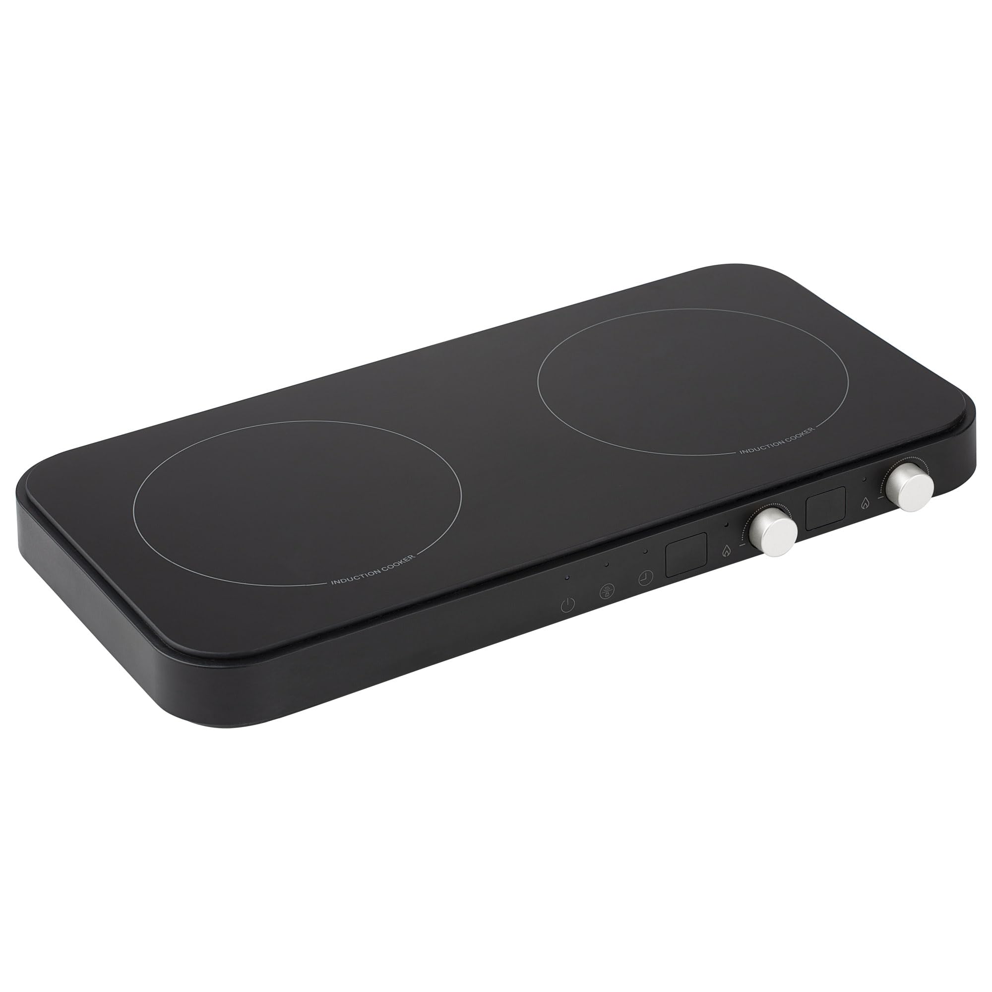 JATA JEVI1470 - Placa Induccion Portatil de 2 Fuegos + Plancha Cocina. 2800 W. Con tapa Antisalpicaduras. Hasta 230ºC. Con Temporizador de 99 minutos.