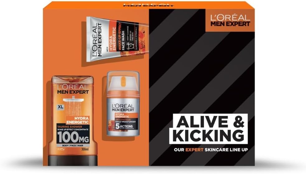 L'Oreal Men Expert Gift Set, Hydra Energetic Alive and Kicking: Shower Gel, Moisturiser and Face Wash