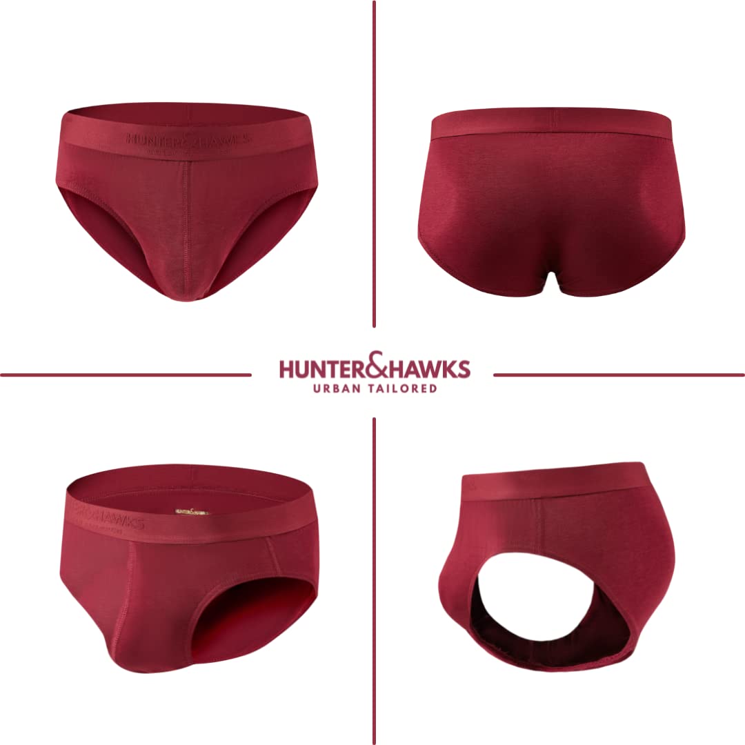 HUNTER&HAWKS Men's 4 pack Bamboo Briefs, S-6XL, Soft, Antibacterial and Breathable Underwear, Cool Dry Mens Briefs, Perfect Fitting