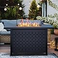 Vongrasig 43" Gas Fire Pit, 50,000 BTU Steel Propane Fire Pit Table for Outdoor, Outside Garden Patio Deck, CSA Certified Fire Table with Lid and Lava Rock