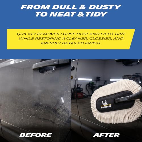 Image of MICHELIN Wax Infused Car Duster with Thick Microfiber Strands | Scratch-Free & Lint-Free Dust Removal | Long Handle Car Cleaning Brush for Paint, Glass, Chrome & Plastic Surfaces