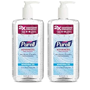 PURELL Advanced Hand Sanitizer Refreshing Gel, Clean Scent, 1 Liter Pump Bottle (Pack of 2) – 3080-02-EC