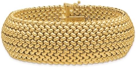 18k Yellow Gold 22mm Semi-Solid Mesh 8 inch Bracelet