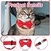 Aiyorse 2 Pack Christmas Cat Bow Tie, 9.4-12.6 Inches Adjustable Soft Corduroy Cat Collars with Bow Tie & Bell, Kitty Bowtie Collar for Girl Boy Kitten Cats and Small Puppy (Red, Black)