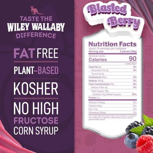 Wiley Wallaby 10 Ounce Blasted Berry Gourmet Australian Style Soft & Chewy Licorice Candy Twists
