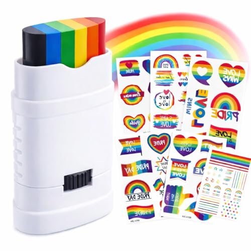 Oiomniv Regenbogen Schminkstift mit 5 Regenbogen Schminke LGBTQ Pride Face Paint Verstellbar Gay Pride Paint LGBTQ Accessoire für Pride Party Paraden