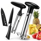 OERPHO Pineapple Corer and Slicer, Stainless Steel Pineapple Cutter and Corer, Upgraded Pineapple Peeler and Apple Corer Tool with Pineapple Core Remover for Corer Tool Kitchen (Black)