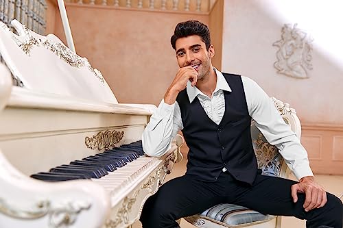 Bbalizko Mens Ruffle Tuxedo Shirt 80s Prom Ruffled Button Down Frill Pleated Ruche Long Sleeve Shirts Top4