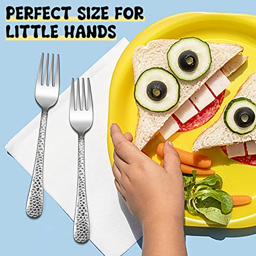 E-Far Stainless Steel Kids Forks, 6-Piece Toddlers Forks Safe For Preschooler/Children, Hammered Adult Look & Small Size thumb #2