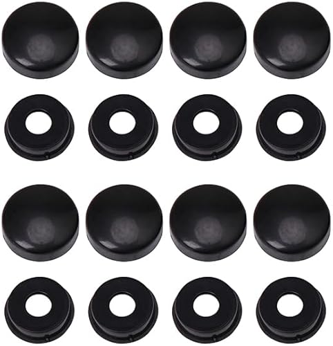 SLTY Set of 16 Universal Black License Plate Frame Tag Cover Screw Caps Screw Wa