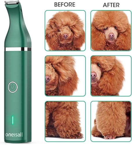 oneisall schermaschine hund pfoten Leise hundeschermaschine pfotentrimmer pfotenrasierer für Hunde Katzen Pfoten, Augen, Ohren, Gesicht, Körper (Grün)