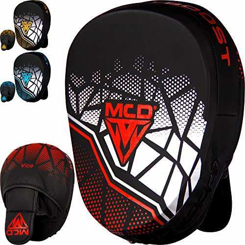 MCD Manoplas Boxeo Entrenamiento Paos Muay Thai Almohadilla de Boxeo Boxing Pads Patas de Oso por Kick Boxing, Artes Marciales, Boxeo, Taekwondo Entrenamiento (T-4 Rojo) Cover