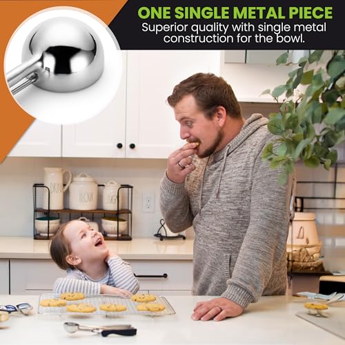 Image of Spring Chef Extra Large Cookie Scoop, 18 /8 Stainless Steel Melon Baller Scoop, Spring Loaded Trigger Release for Cookie Dough, Ice Cream, Meatball, Cupcake, 5.5 tablespoon (tbsp) portion, #10, Black