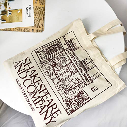 Aidou Female Shakespeare And Company Canvas Shoulder Bag Simple File Shopping Handbag #TOP2