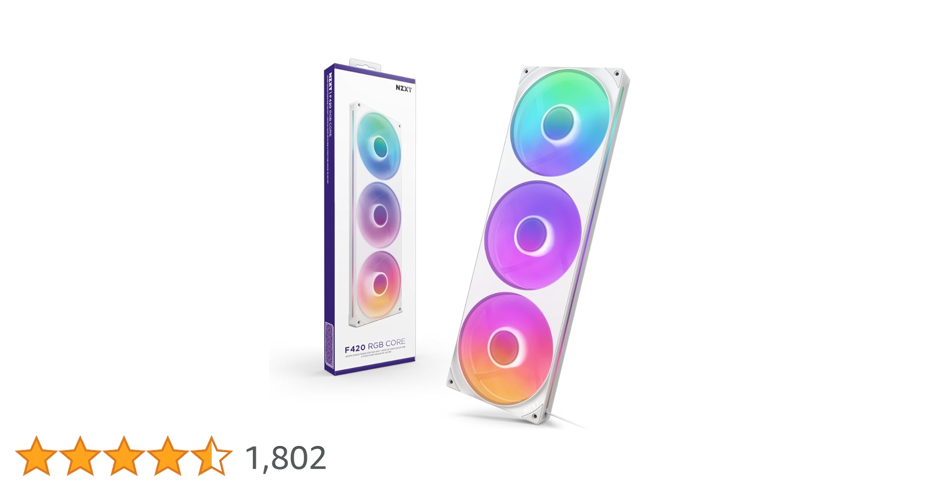 NZXT F420 RGB Core Fan Black 3ファン(未使用品) F420 RGB Core | 420mm Single-Frame RGB Fan Unit | NZXT