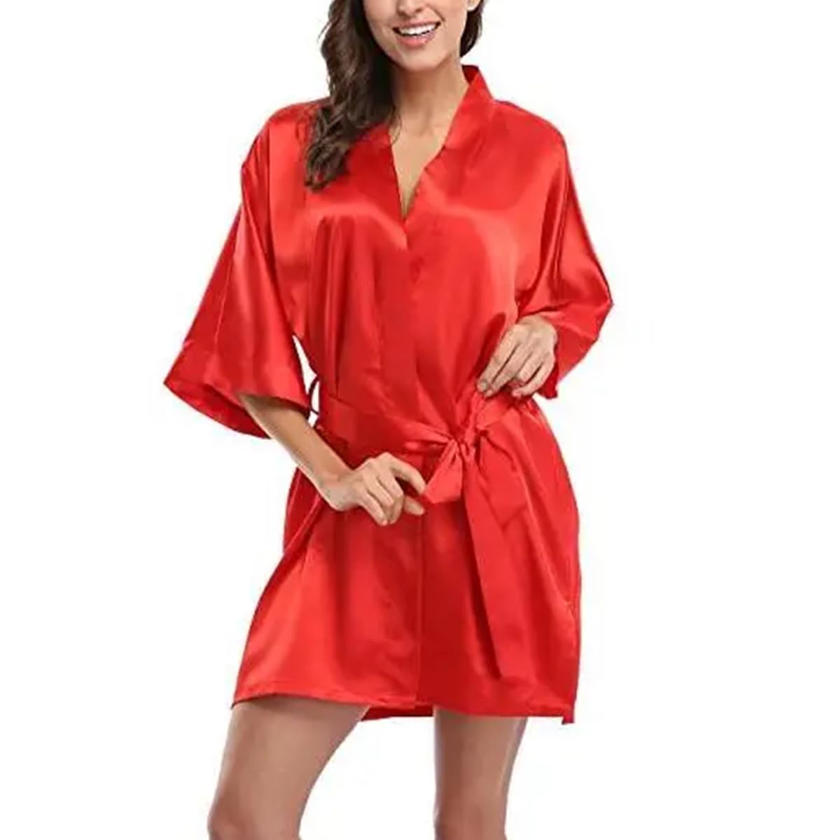 Yeuyyben Accappatoio da notte in raso in pizzo per sposa sposa damigella d'onore vestaglia vestaglia per le donne