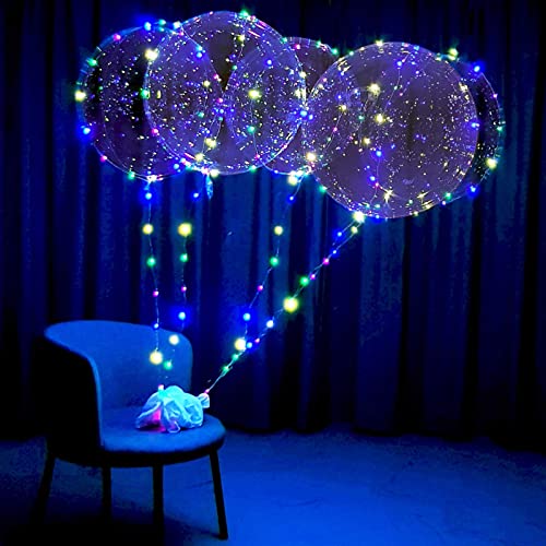 Image of Lightsfever 12pc LED Light up Party Balloons with Batteries Multicolored Big Size Clear Bobo Balloons for Helium or Air(12 pack)