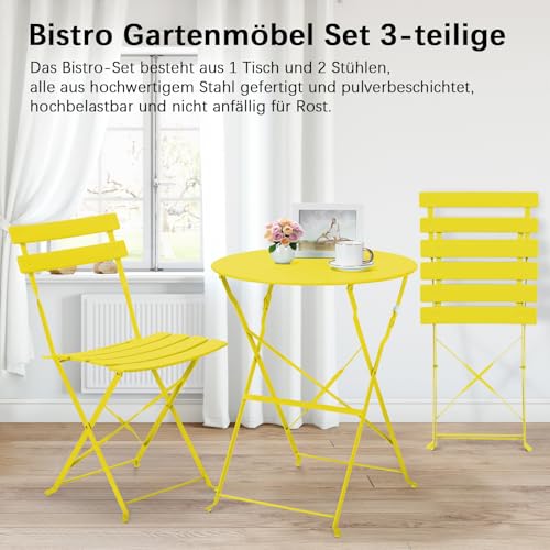 LIFERUN Bistro Set Metall, Klappbar Balkonmöbel Set für Kleinen Balkon – Ansicht 2
