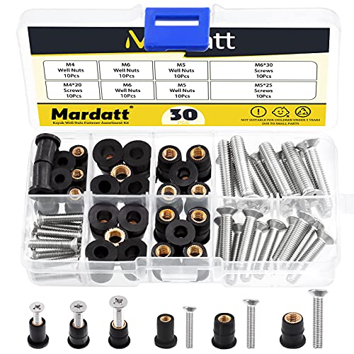 Mardatt Assortiment de 60 écrous d'extension M4 M5 M6 et vis cruciformes à tête plate en acier inoxydable 304 M4 x 20 mm, M5 x 25 mm, M6 x 30 mm Cover