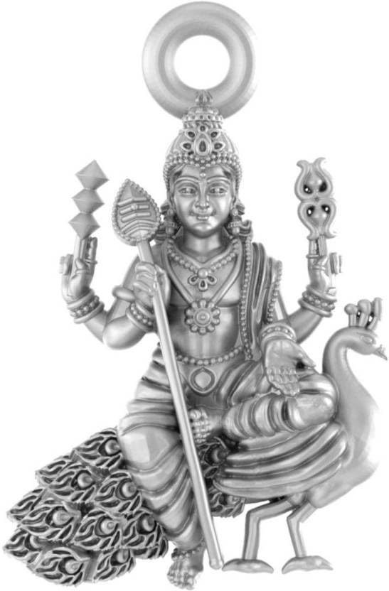Médaillon Kartikeya argent bonne santé richesse pendentif homme femme argent pur 925