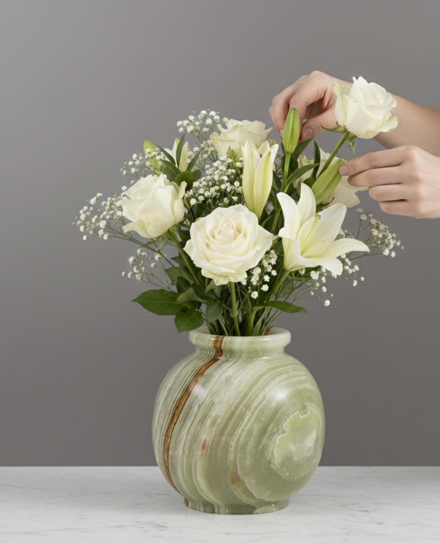 Amazon.co.jp: SPESHSTONES 大理石の花瓶 5インチ、ミニつぼみ花瓶