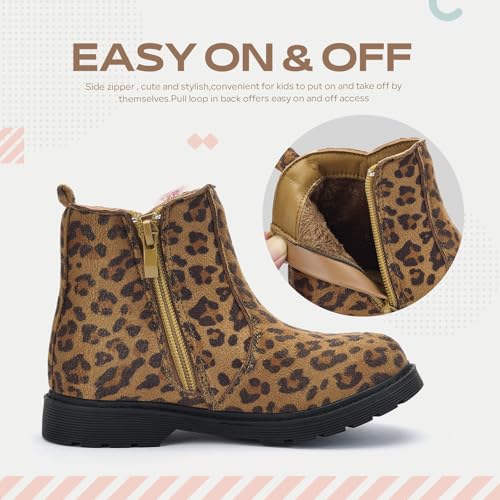 TZJS Girls Ankle Boots Girl's Glitter Chelsea Boot Kids Warm Low Heel Short Booties Girl Outdoor Shoes with Side Zipper for Toddler/Little Kid3