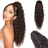 ZXTGBQ ExtensióN De Cola De Caballo Con Clip, Natural SintéTico Rizado Postiza Extensiones, MáS Suave Aspecto Real Ondulado Rizado SintéTica Extensiones Coleta Postizos Paramujeres 50 Cm-Marron Oscuro