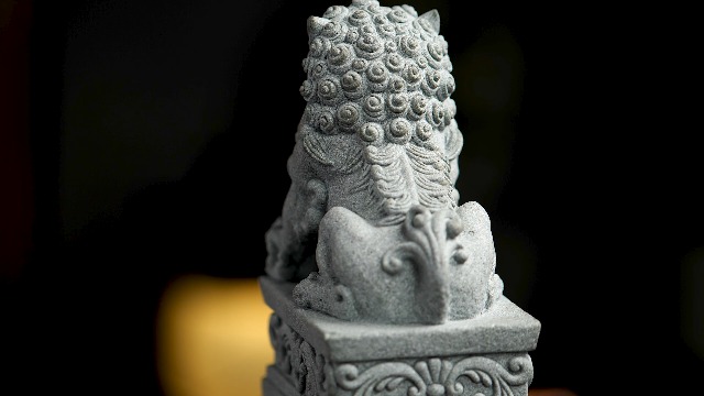 Figuras Decorativas de Perros Foo Guardianes de Piedra Feng Shui miniatura 7
