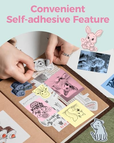 Image of Sticker Printer Paper Compatible with Memoking T02 /XenGro AHM2 /NDYIN D21 /Anycash S1 /iDPRT S1 /Cudinham X6 /Cabaro Mini Thermal Sticker Roll, 57mm Mix Color Self-Adhesive Paper Roll