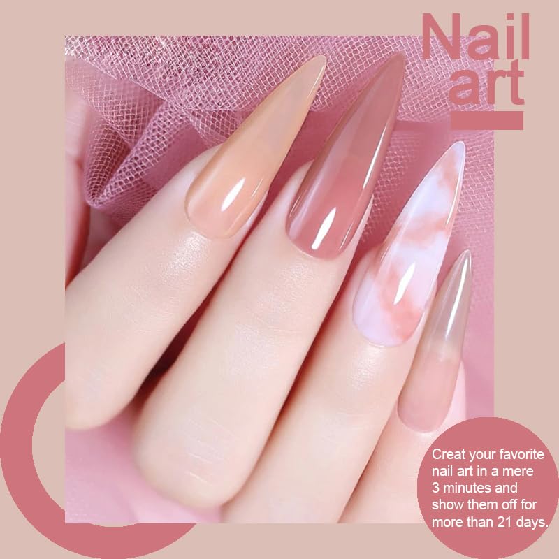 Miniatura 4 de Arte Clavo Juego de esmaltes de uñas de gel rosa gelatina, 6 colores, vestido de ballet, blanco lechoso, rosa transparente, nude, transparente, kit
