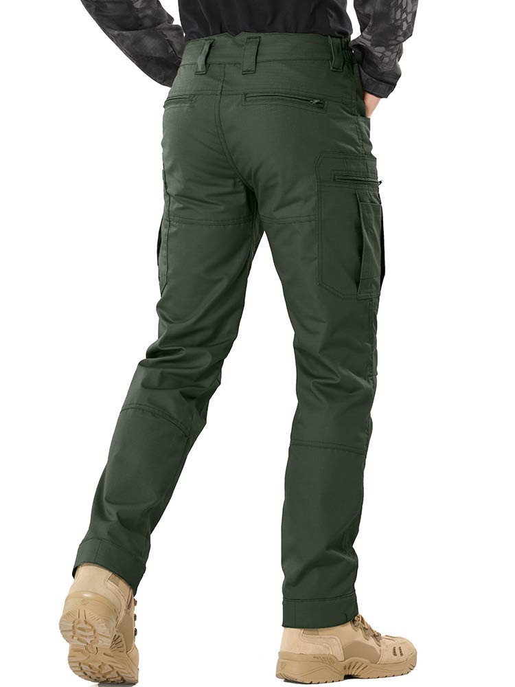 TRGPSG Men's Hiking Pants, Ripstop Camo Cargo Pants, Multi-Pocket Casual Work Pants 0193 ArmyGreen 40