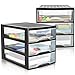 Produktbild Hausfelder Schubladen Organizer A4, 2 Aufbewahrungsboxen mit je 3 Schubladen, ideal als Ablagebox für den Schreibtisch, für Büromaterial, 2 Container aus Kunststoff, Schwarz Transparent