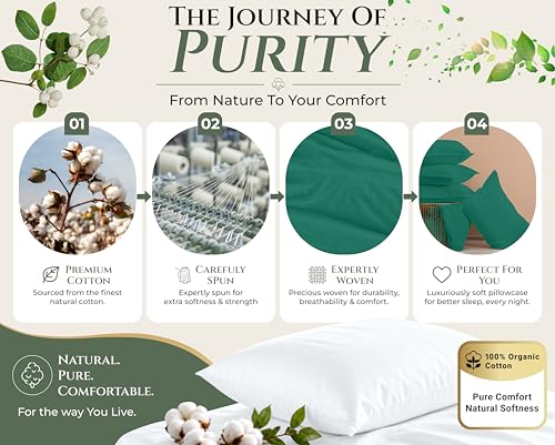 Image of Royale Linens 100% Cotton Pillow Cases Queen Size Set of 2 - Percale Pillowcase - Green Pillow cases Super Soft Cooling & Breathable Hotel Cotton Pillowcases, Fit Queen Pillows (20 inchx30 inch, Hunter Green)