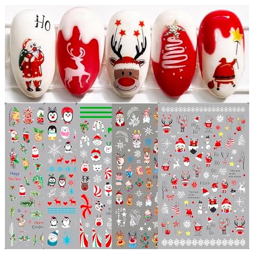 10 Fogli Adesivi decorazioni unghie natalizie