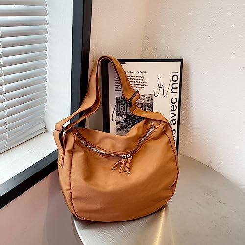 Image of Cotton Tote Handbag Women Canvas Crossbody Beach Bag Hobo Shoulder Tote Bag with 3 External Pocket,Zipper Closure