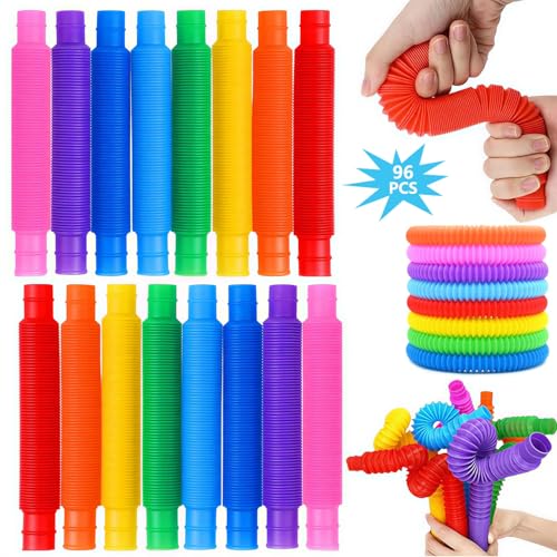 El Mejor Listado de Tubos flexibles , tabla con los diez mejores. 45 JYYBN 96 Piezas Pop Tubes Fidget Toys, Tubos Sensoriales Estirables, Juguetes Antiestrés para Niños y Adultos, Kit Colorido para Crear Estructuras Grandes, Regalos para Grupo